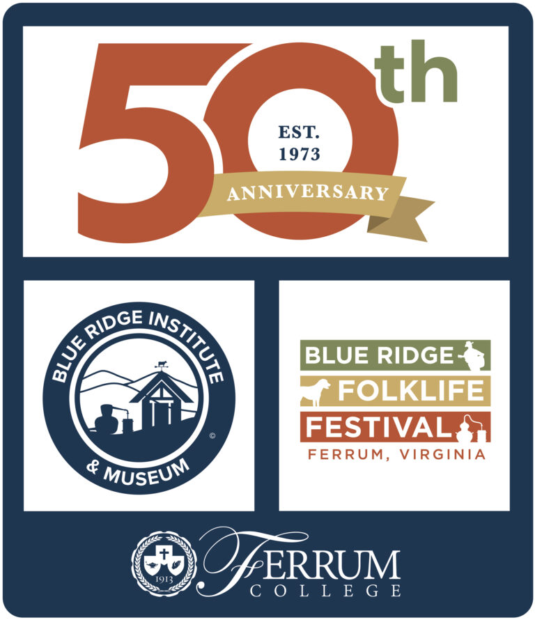 Banner celebrating the 50th anniversary of the Blue Ridge Institute and Museum